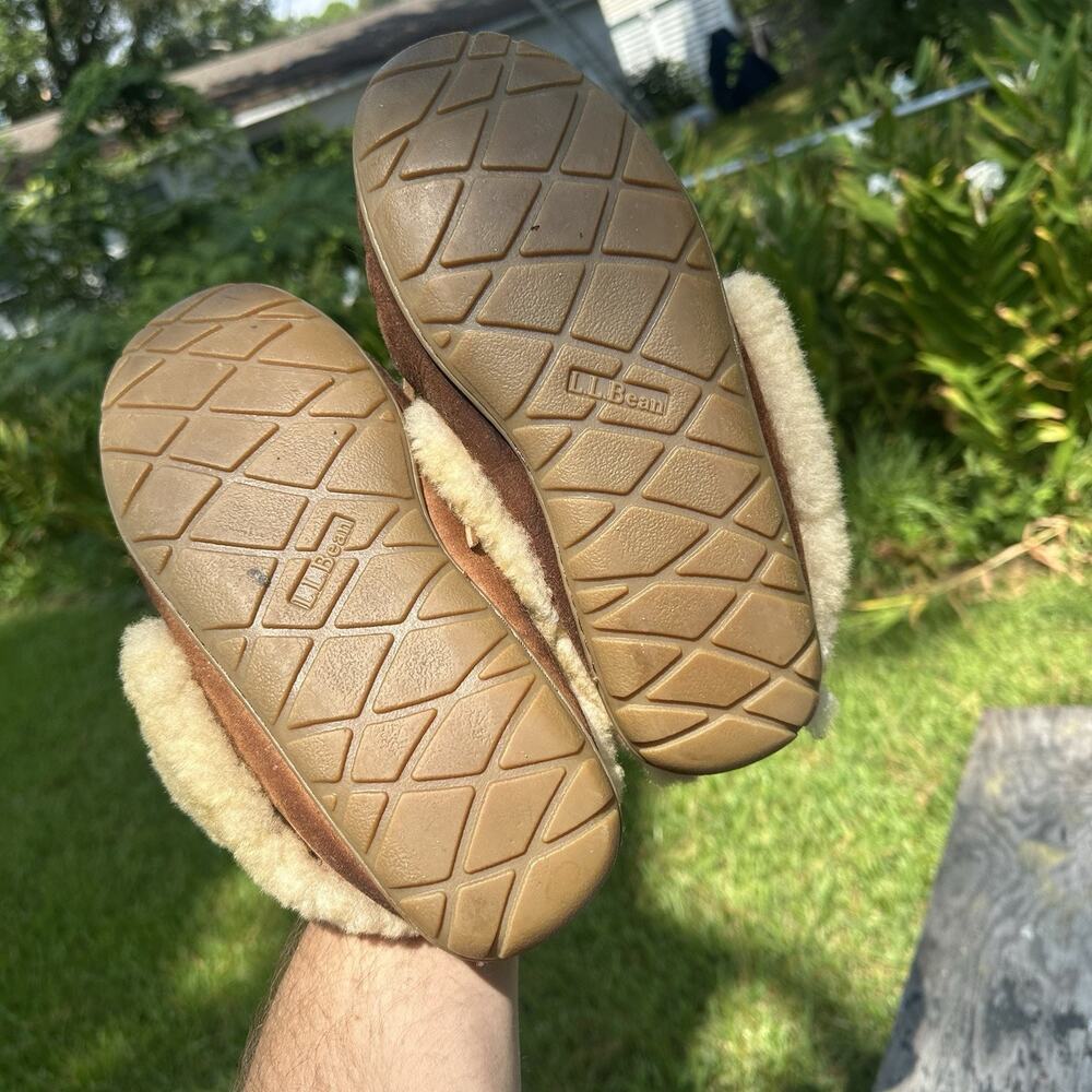 LL Bean Wicked Good Moccasin Slippers Women’s 10 Suede Shearling Lined Shoes - Picture 9 of 11